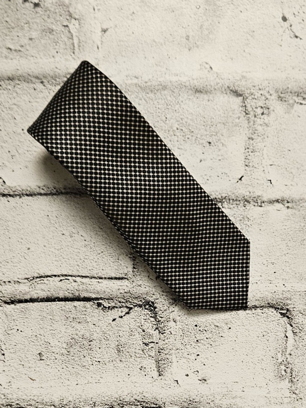 Black White Micro Pattern Tie Classic Modern 3” Business Necktie